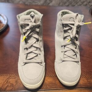 Sorel Gray High-Top Wedge Sneakers